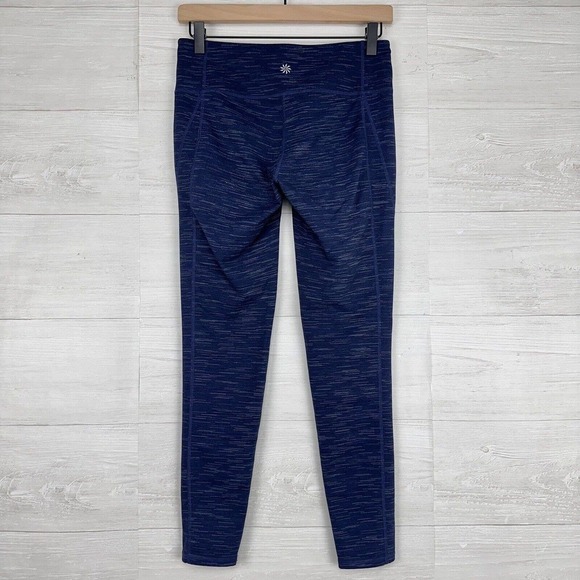 Athleta Leggings Size Medium Striated Revelation Space Dye Navy Blue Yoga Gym - Picture 5 of 13